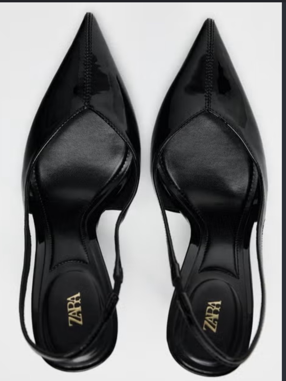 Zara Glossy Black Patent Slingback Pumps